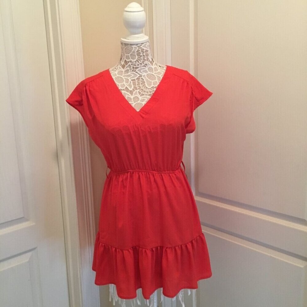 West 36 Orange short sleeve tiered Dress